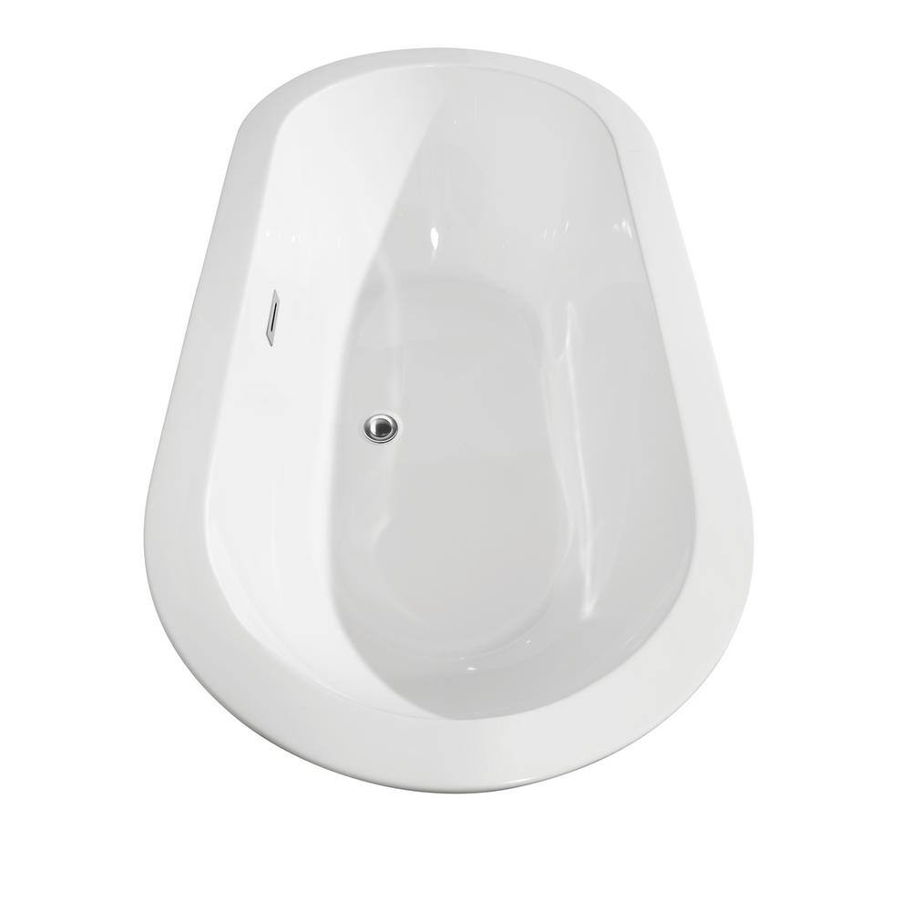 Wyndham Collection Soho 59.75 in. Acrylic Flatbottom Center Drain Soaking Tub in White WCOBT100260