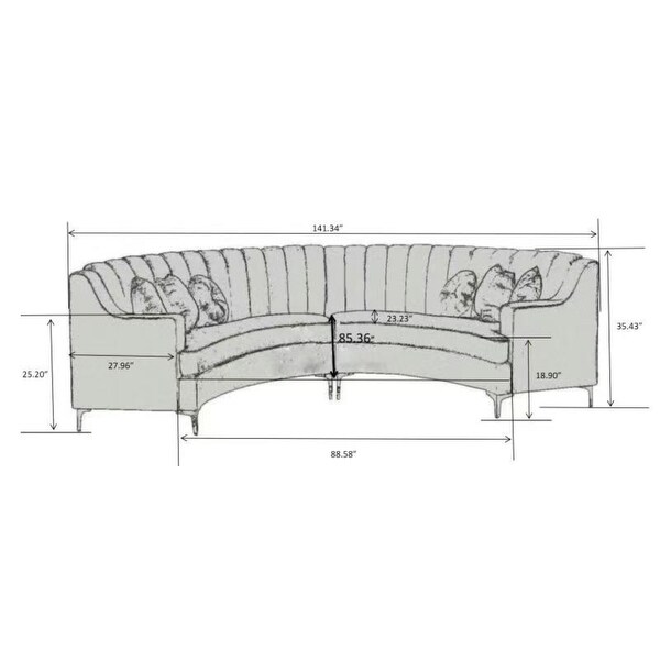 141'' Velvet Curve Sectional Sofa - 142