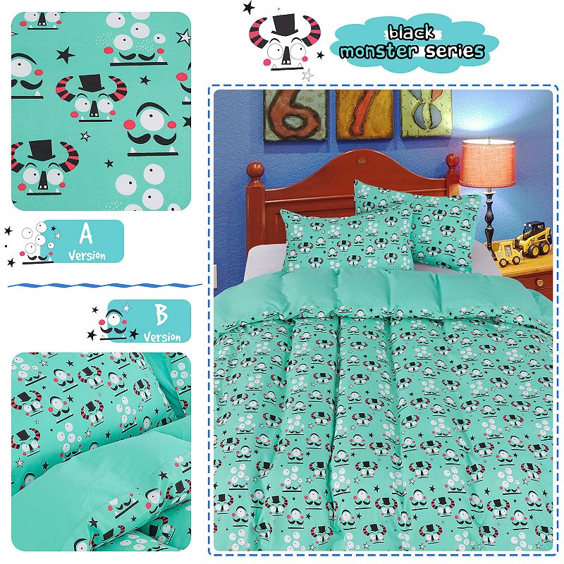 Polyester Kids Duvet Cover 3 Piece Set Alien Pattern Full