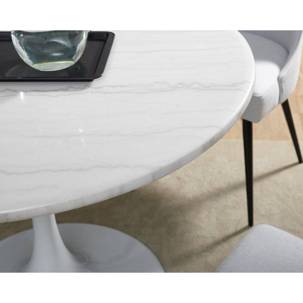 Steve Silver Colfax White Marquina Marble Dining Table CF450WDBMT