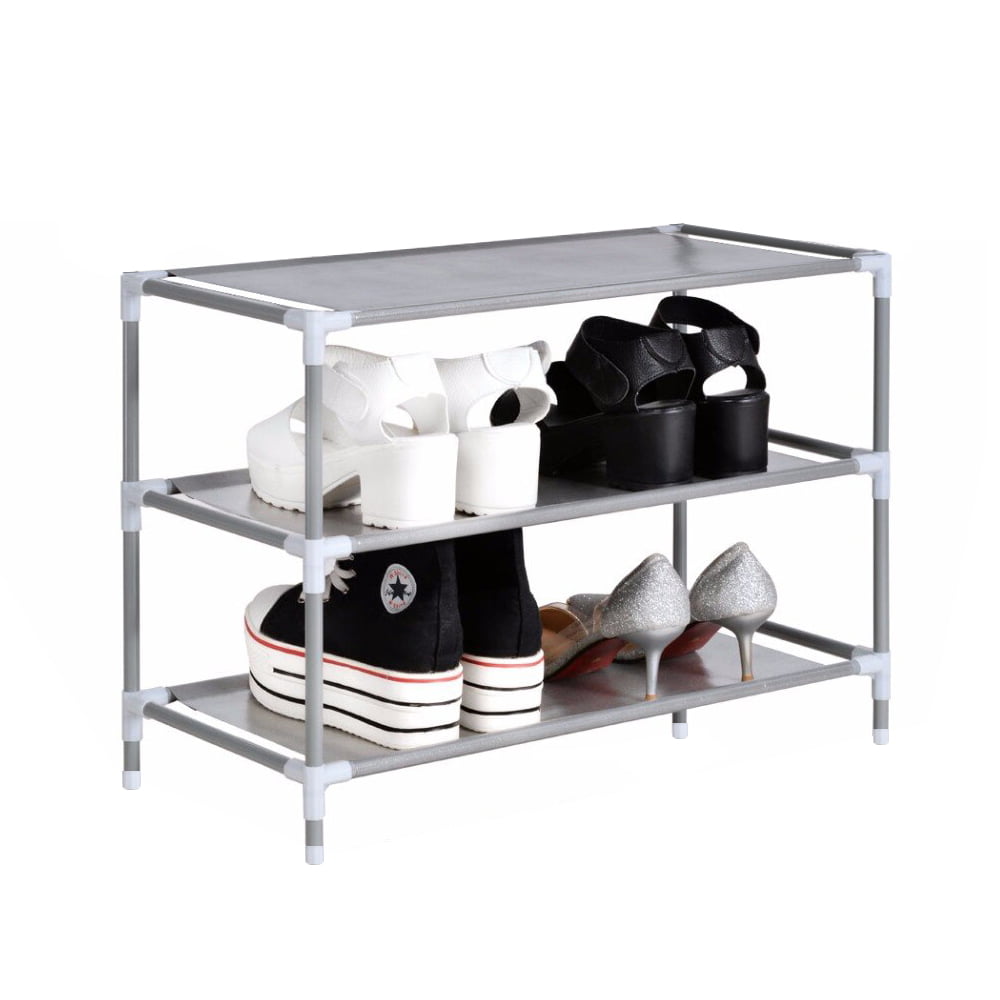 3 Tier Metal Shoe Rack Organizer Shelf Stand Wall Bench Closet Storage