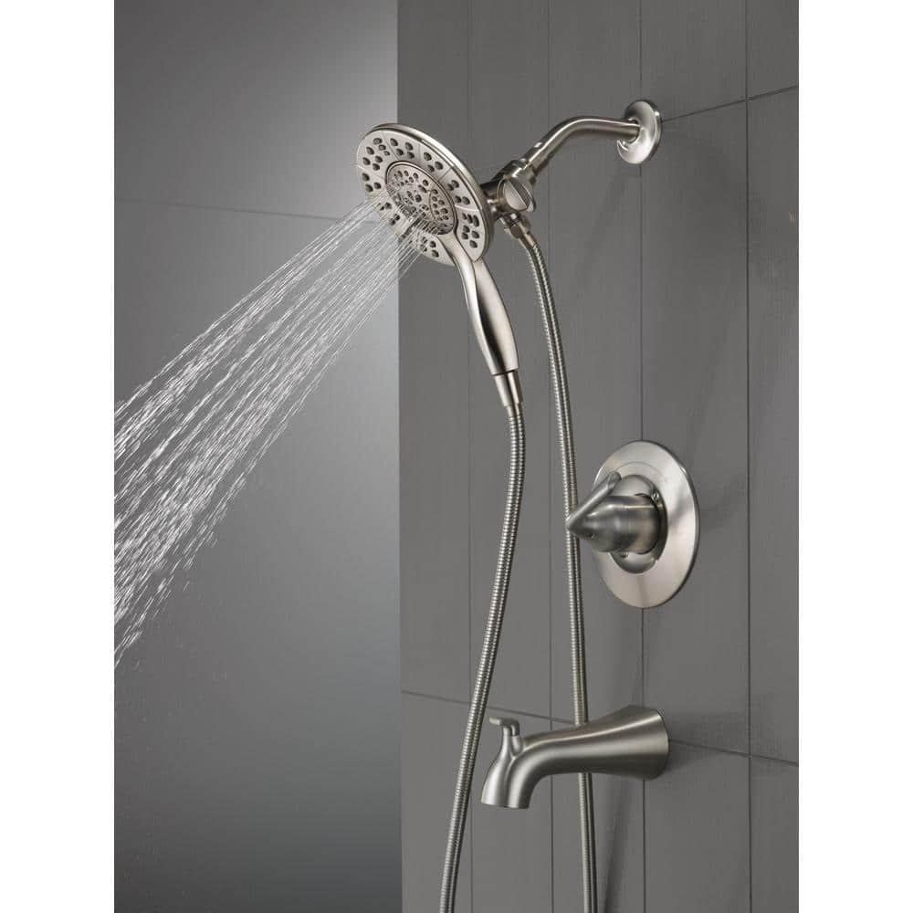 Delta Arvo In2ition TwoinOne SingleHandle 4Spray Tub and Shower Faucet in Spotshield Brushed Nickel