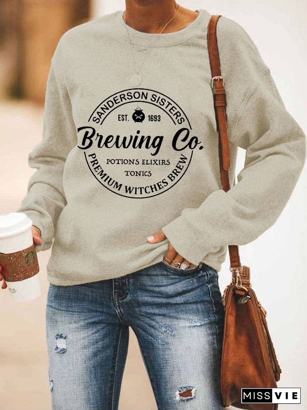 Women's Funny Halloween Sanderson Sisters Brewing Co. Casual Sweatshirt