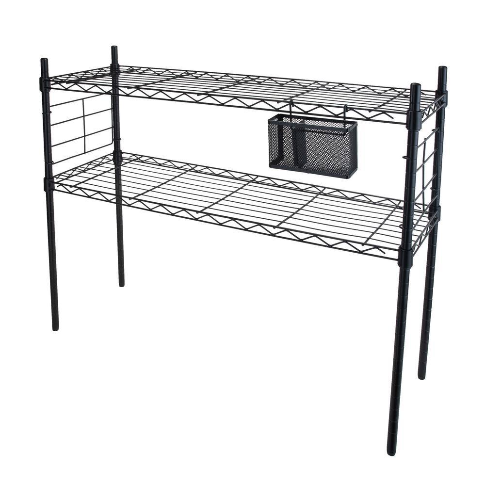 OIA Black 2-Tier Steel Etagere Adjustable Shelves (12.01 in. W x 27.99 in. H x 36.02 in. D) NH-34951-BLK