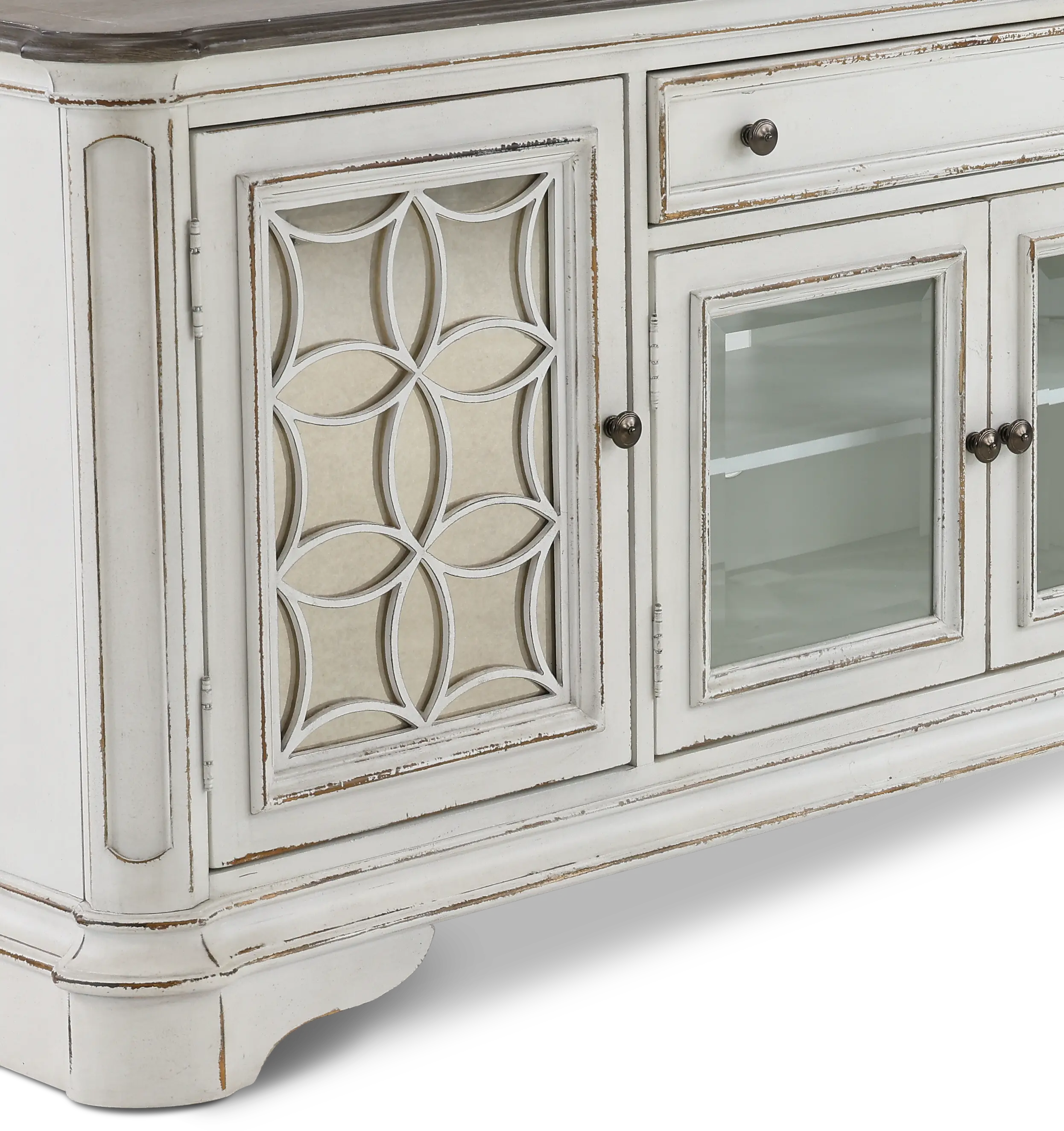 Magnolia Manor Antique White 74 TV Stand