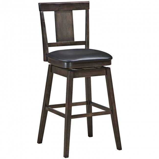 29 inch Swivel Upholstered Counter Height Bar Stool with Rubber Wood Legs - 18.5'' x 18'' x 44.5'' (L x W x H)