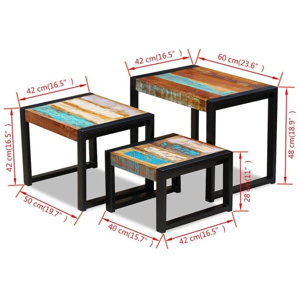 Three Piece Nesting Tables Solid Reclaimed Wood