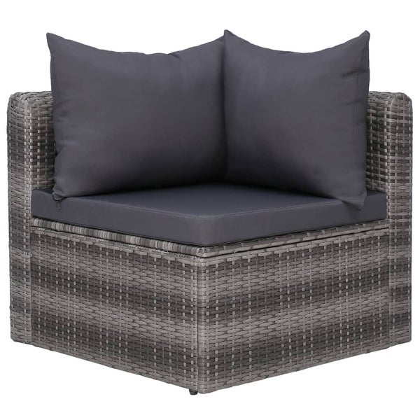 4 Piece Garden Sofa Set with Cushions Gray Poly Rattan - Overstock - 35097552