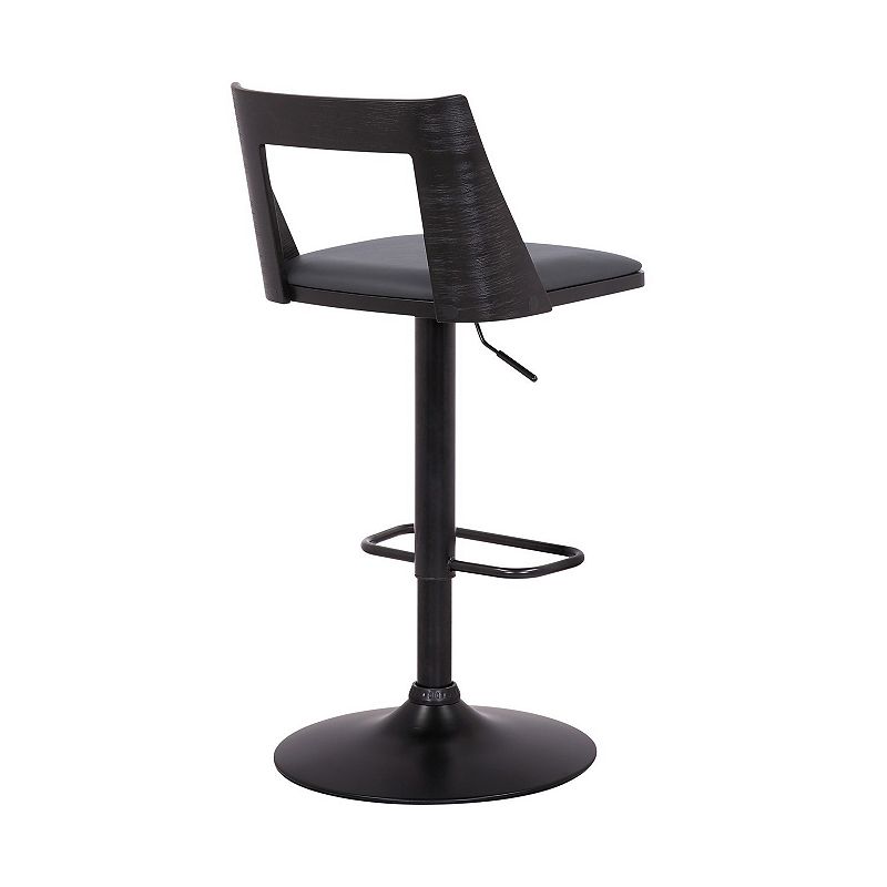 Bar Stool with Curved Open Design Back， Gray