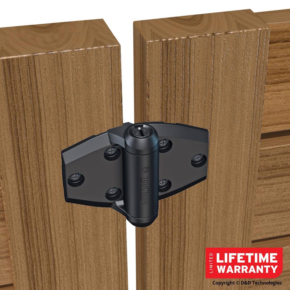 Tru-Close DD 5-18 in. x 3-34 in. Black Self-Closing Vinyl and Wood Gate Hinge (2-Piece) 50590