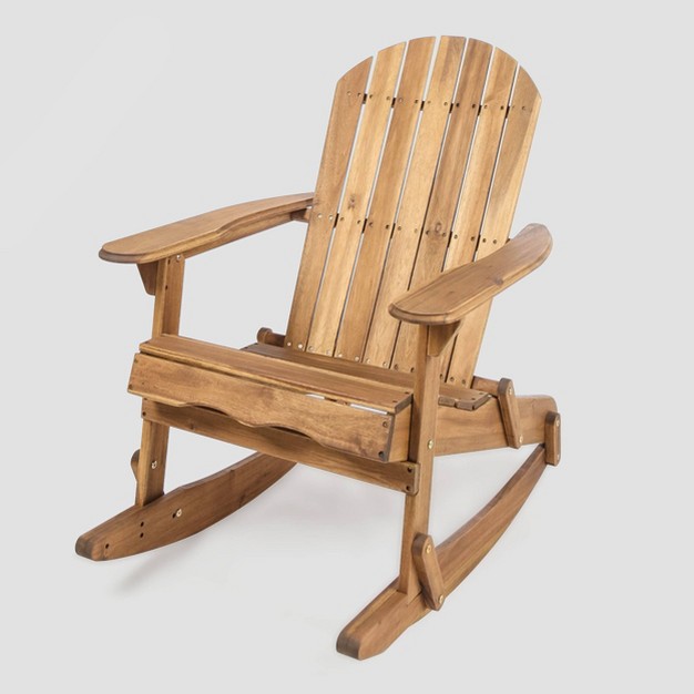 Malibu Acacia Wood Adirondack Rocking Chair Natural Christopher Knight Home