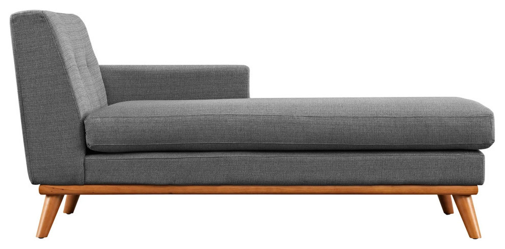 Gianni Gray Right  Facing Upholstered Fabric Chaise   Midcentury   Indoor Chaise Lounge Chairs   by V.S.D Furniture  Houzz