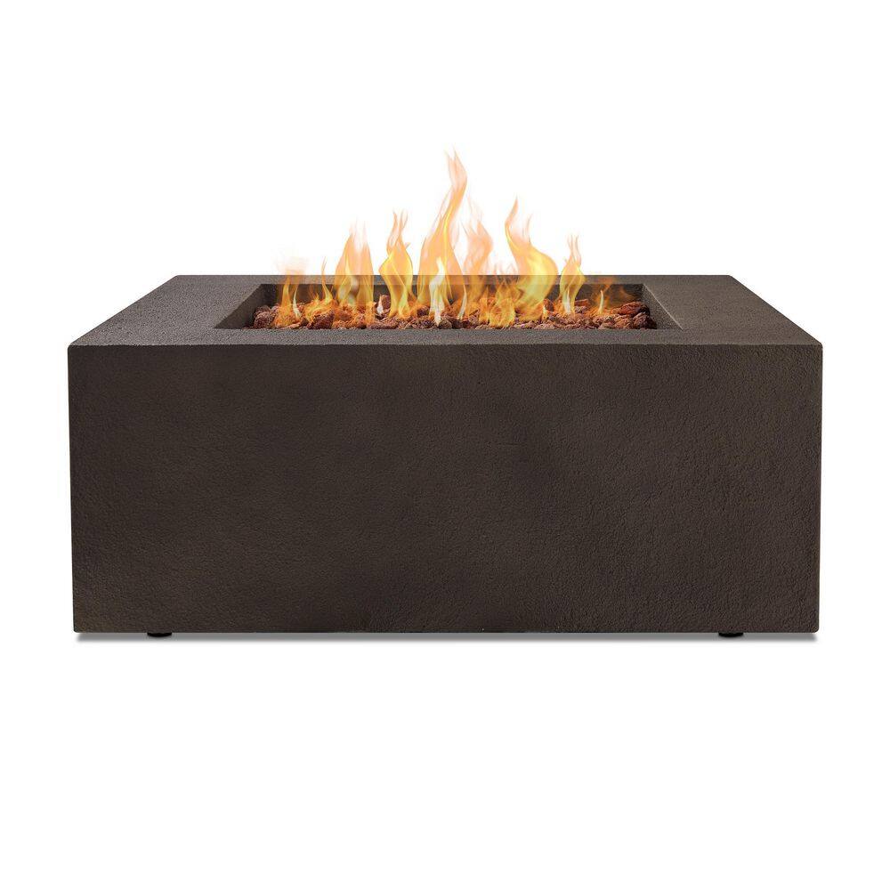 Real Flame Baltic 37 in. W X 16 in. H Square MGO Natural Gas Fire Table in Kodiak Brown with Burner Lid and Protective Cover 9720NG-KB