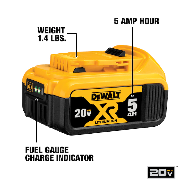 DEWALT DCB205-2CK 20V Max Battery Starter Kit with 2 Batteries， 5.0Ah