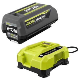 RYOBI 40V Lithium-Ion 4.0 Ah Battery and Rapid Charger OP40404-06