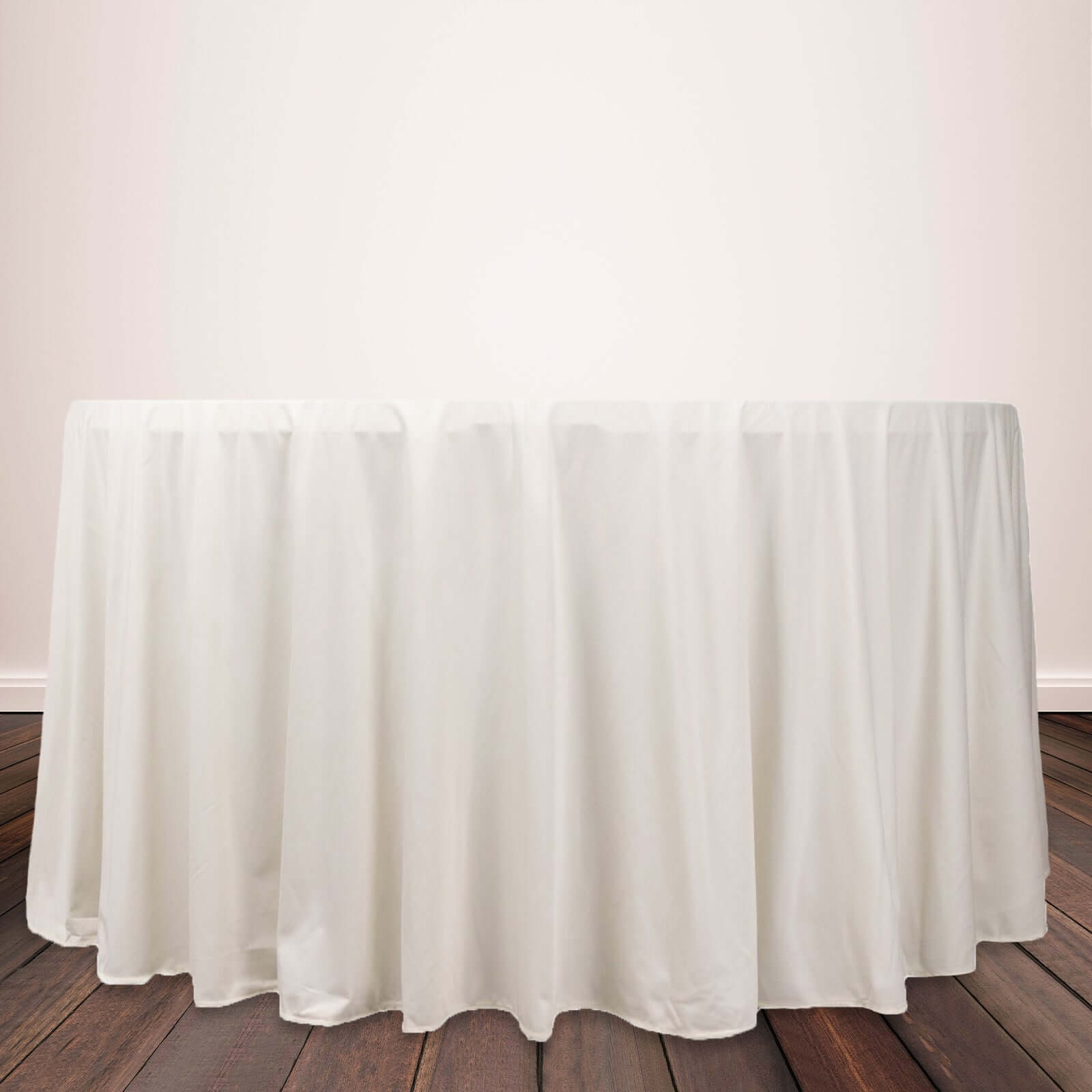 Ivory Premium Scuba Round Tablecloth, Wrinkle Free Polyester Seamless Tablecloth 120