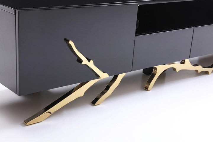 Melisa Modern Black and Gold TV Stand   Modern   Entertainment Centers And Tv Stands   by Virgil Stanis Design  Houzz