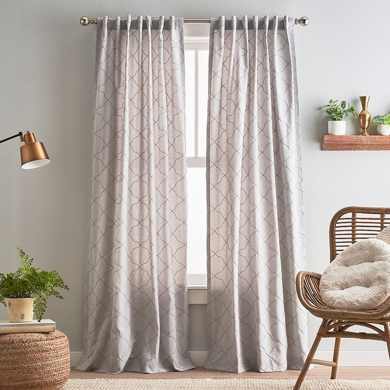 Peri Mallorca Embroidery Backtab 2-panel Window Curtain Set