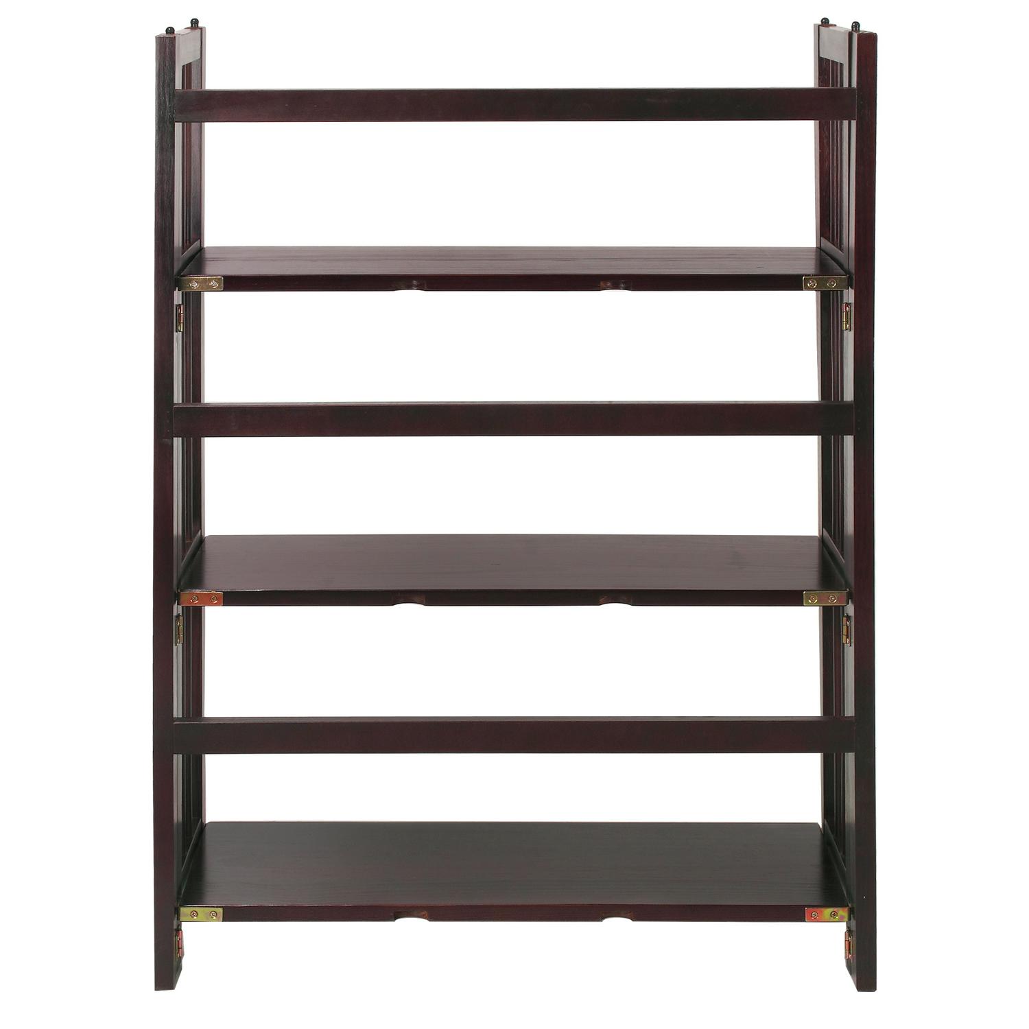 3Shelf Folding Stackable Bookcase 275  Wide 8211 Espresso  Crowdfused