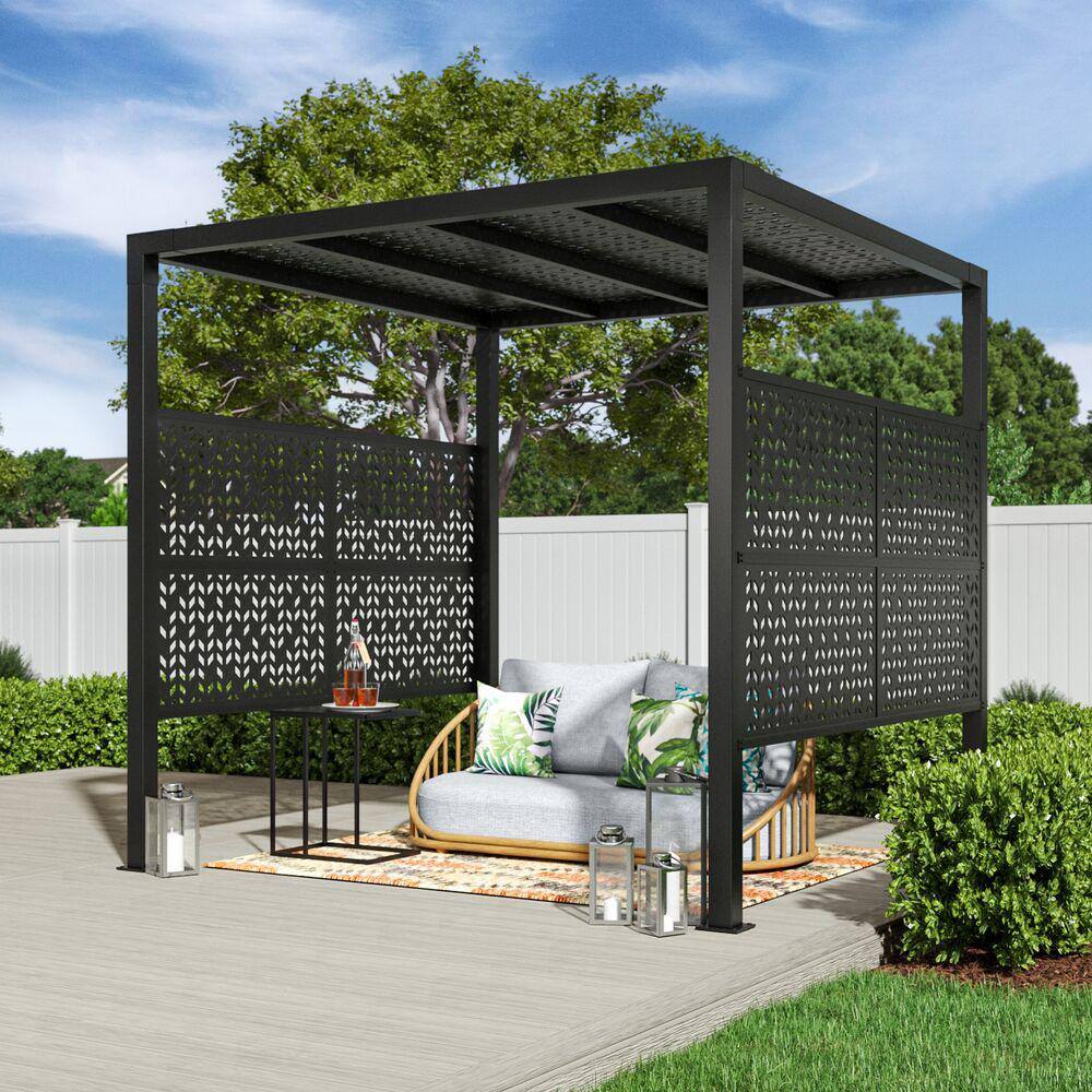 Barrette Outdoor Living 2 ft. x 4 ft. Black Aztek Polypropylene Decorative Screen Panel 73055263