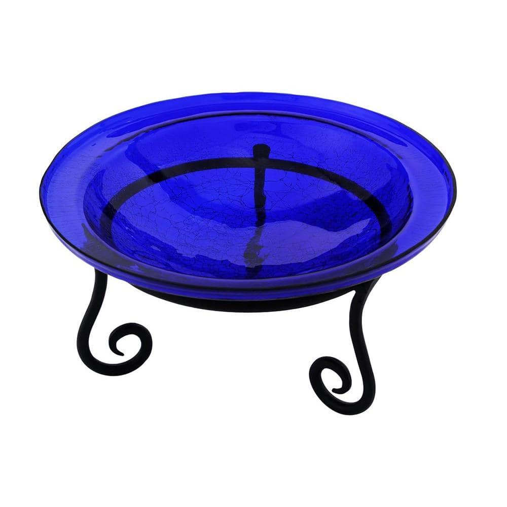 Achla Designs 12.5 in. Dia Cobalt Blue Reflective Crackle Glass Birdbath Bowl CGB-01CB