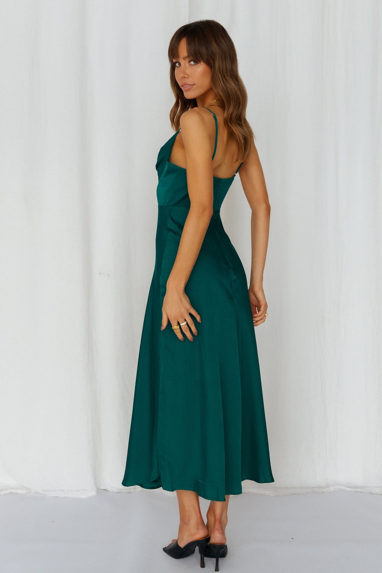 No Missing Kisses Midi Dress Forest Green