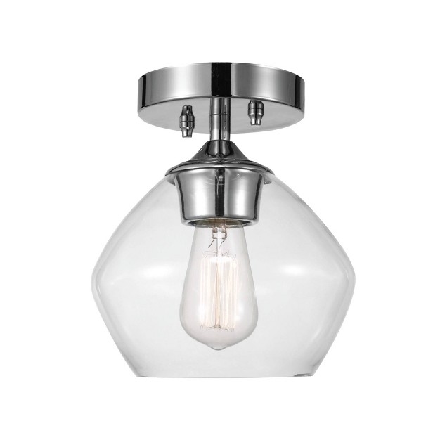 1 Light Harrow Semi Flush Mount Ceiling With Clear Glass Shade Chrome Globe Electric