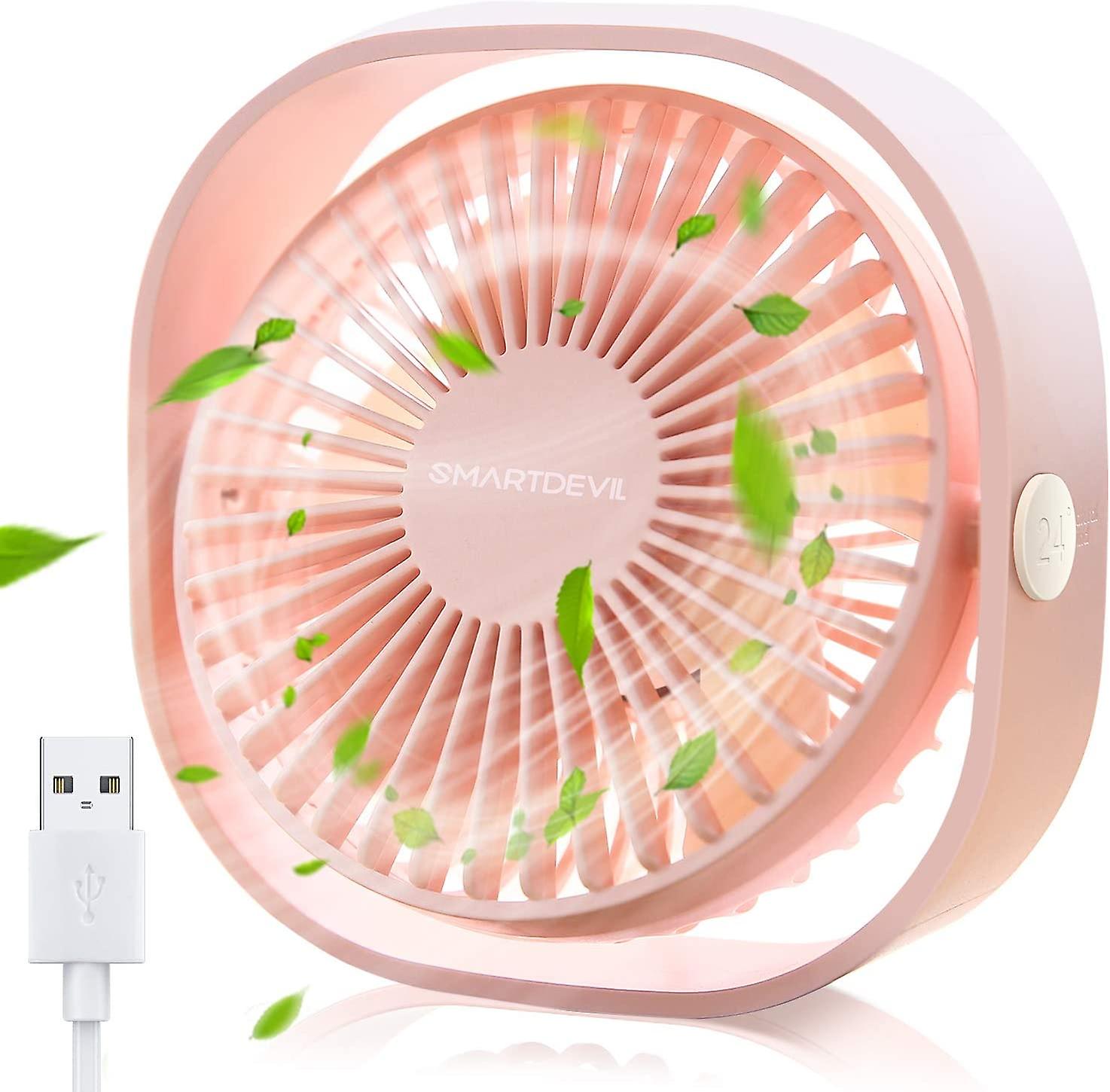 Small Personal Usb Desk Fan， 3 Speed Usb Powered Portable Desk Fan， Strong Wind， Quiet Operation， For Outdoor Travel In Home Office Car (cherry Pink)