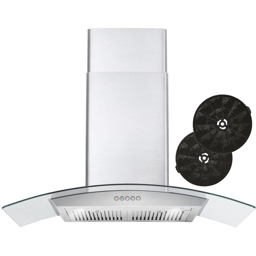 Cosmo 36 in. Ductless Wall Mount Range Hood in Stainless Steel with Push Button Control  LED Lighting   36 in.