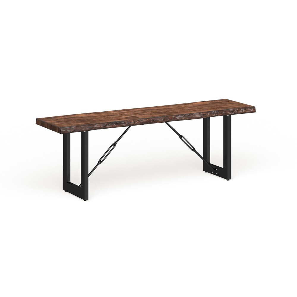 Mass Farmhouse Wood Dining Bench with Metal Legs by Furniture of America