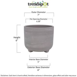 Trendspot 7 in. Ella Grey Ceramic Planter ECR01818N-07H