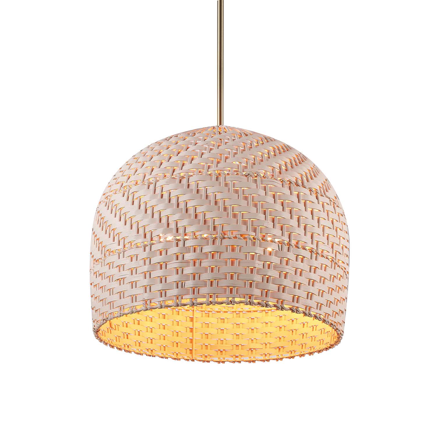 Novogratz x Globe Electric Novogratz x Globe Artessa 2-Light Matte Brass Convertible Chandelier with Cream Rattan and Bamboo Shade， 91002384