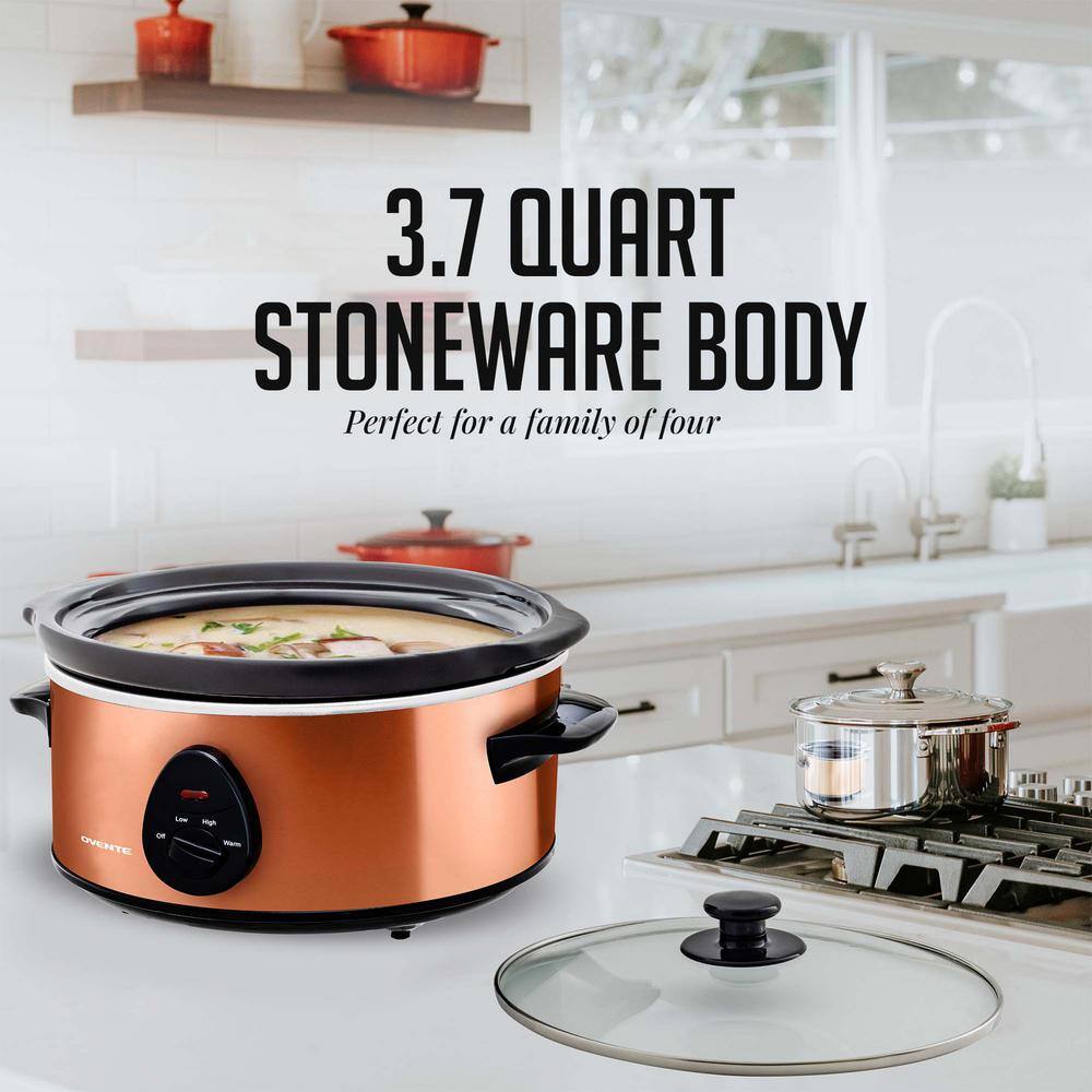 OVENTE SLO35ACO1 3.7 qt. Copper Electric Slow Cooker with 3 Temperature Settings SLO35ACO1