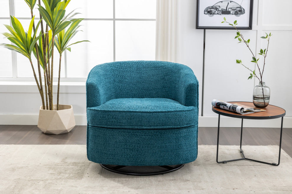 SEYNAR Modern Upholstered Swivel Barrel Armchair for Living Room   Transitional   Armchairs And Accent Chairs   by SEYNAR LLC  Houzz