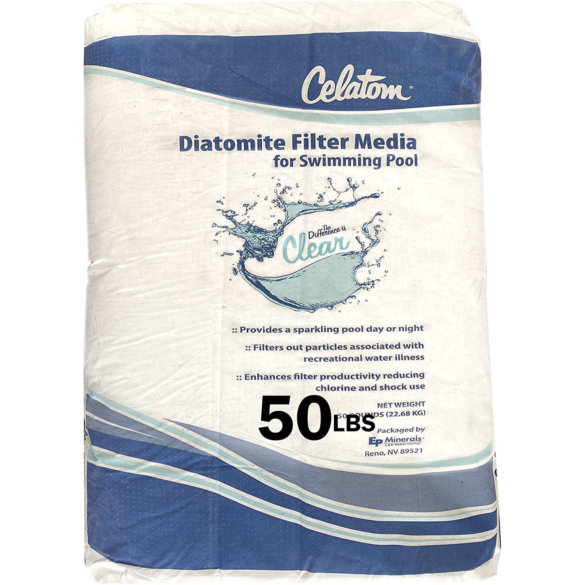 Celatom Diatomaceous Earth DE Pool Filter Aid – Swimming Pool & Spa Filtration 50lb