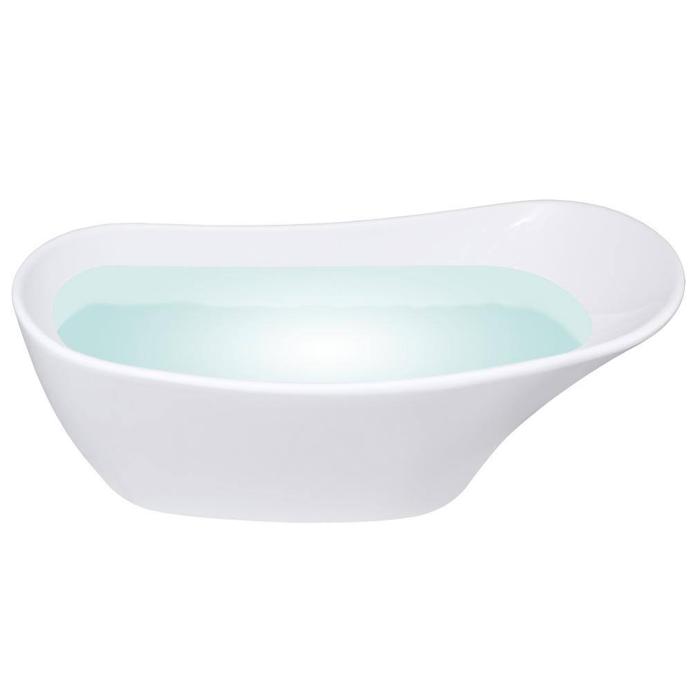 AKDY 59 in. Acrylic Single Slipper Flatbottom Non-Whirlpool Bathtub in Glossy White BT0125