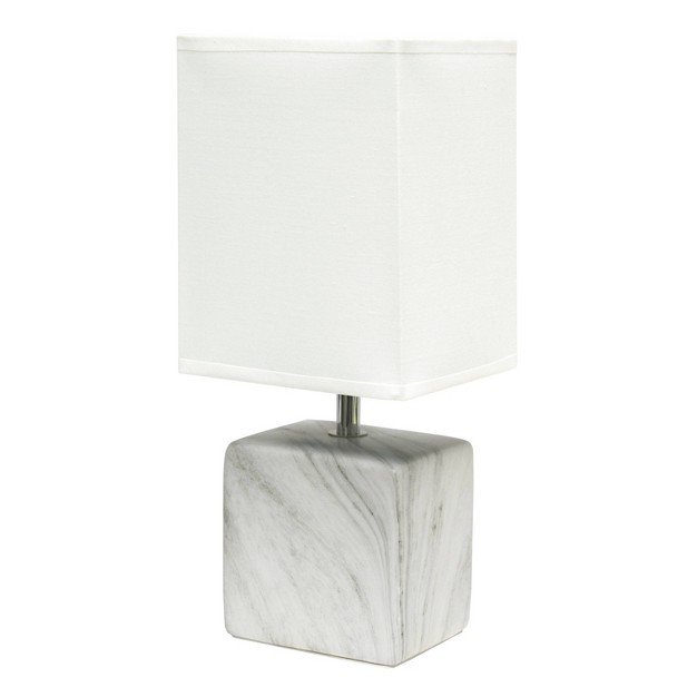 Petite Marbled Ceramic Table Lamp With Fabric Shade Simple Designs