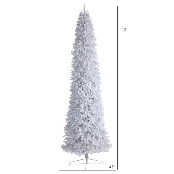 12' Slim White Artificial Christmas Tree with 3235 Bendable Branches