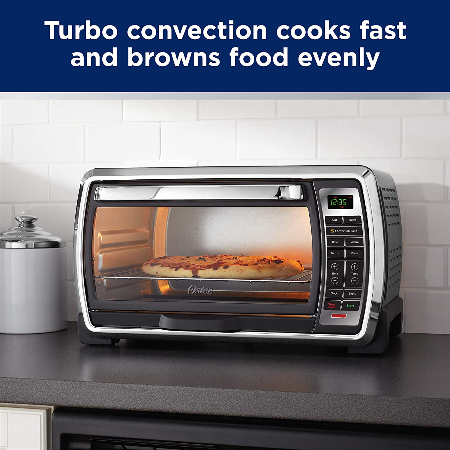 Oster Toaster Oven | Digital Convection Oven， Large 6-Slice Capacity， Black/Polished Stainless ( TSSTTVMNDG-SHP-2 )