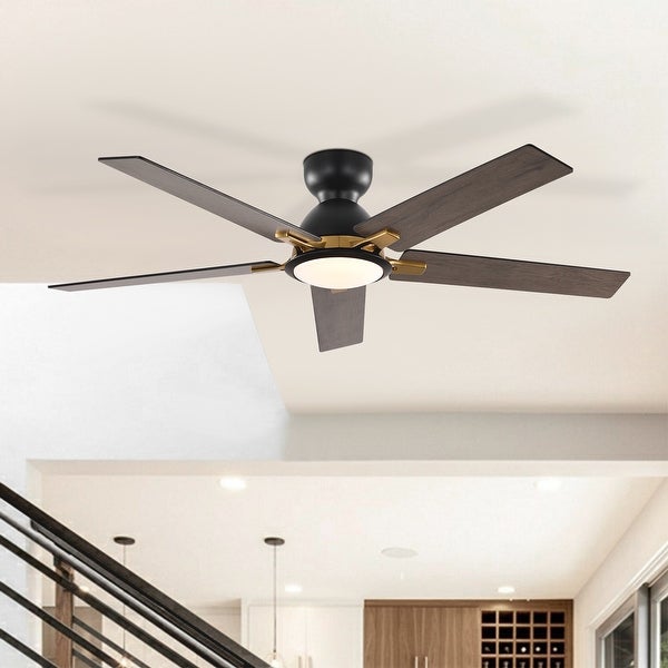 52  inch 5 Blade Flush Mount Ceiling Fan with LED Light Remote - 52 inch Shopping - The Best Deals on Ceiling Fans | 41659440