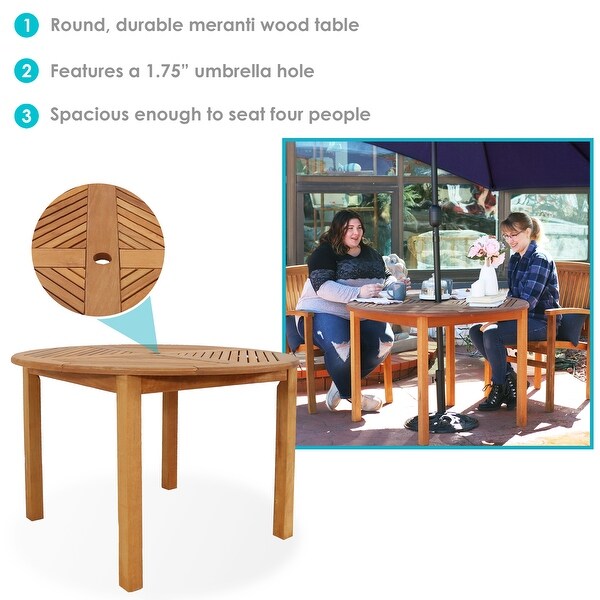 Meranti Outdoor Patio Dining Table with Teak Oil Finish