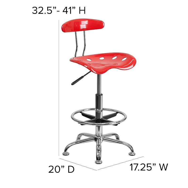 Flash Furniture Bradley Cherry Tomato Tractor Seat Drafting Stool