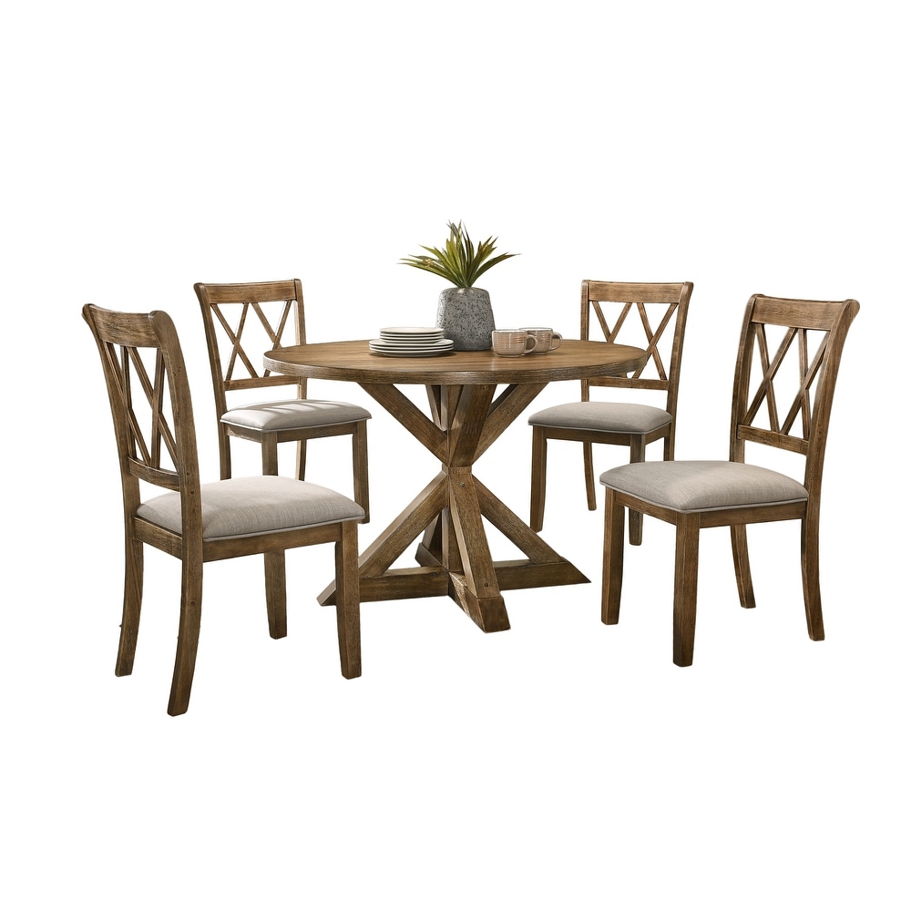 Roundhill Furniture Windvale 5 pc. Cross back Wood Dining Set