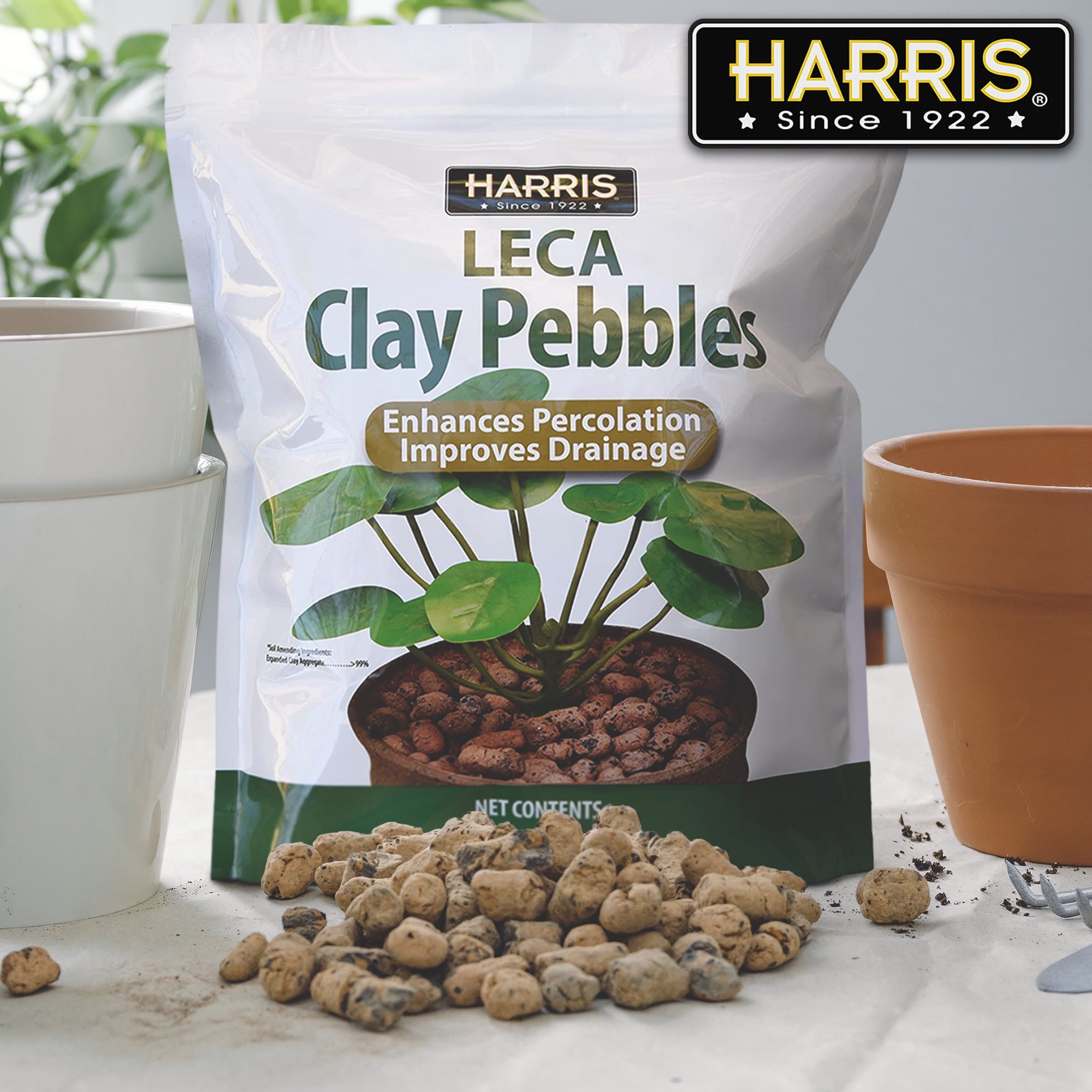 Harris LECA Expanded Clay Pebbles for Plants， 2.5lb for Indoor， Outdoor and Hydroponic Growing