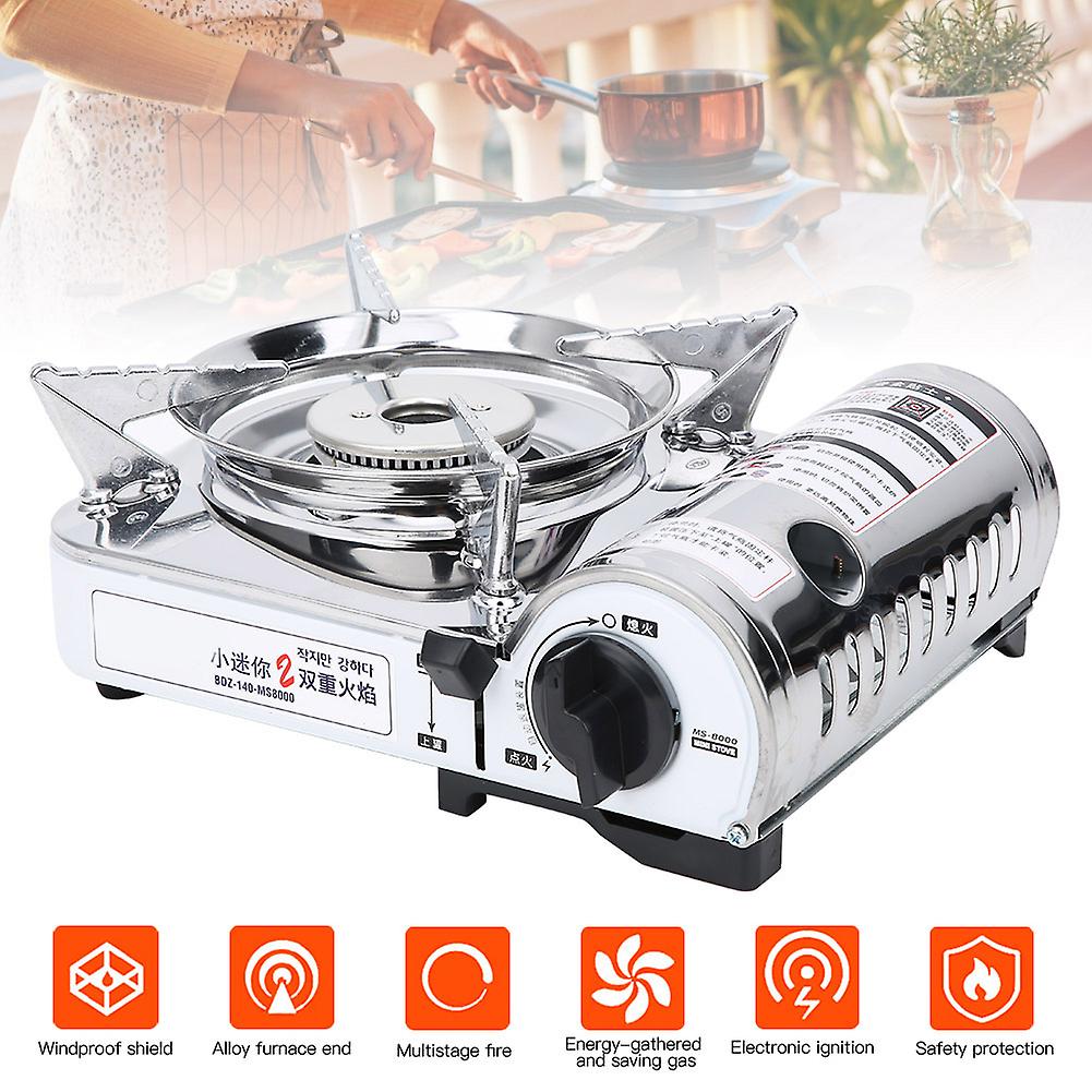 Msand#8209;8000 Portable Gas Stove Burner Camping Cassette Furnace Windproof For Camping Picnic Barbecuesilver