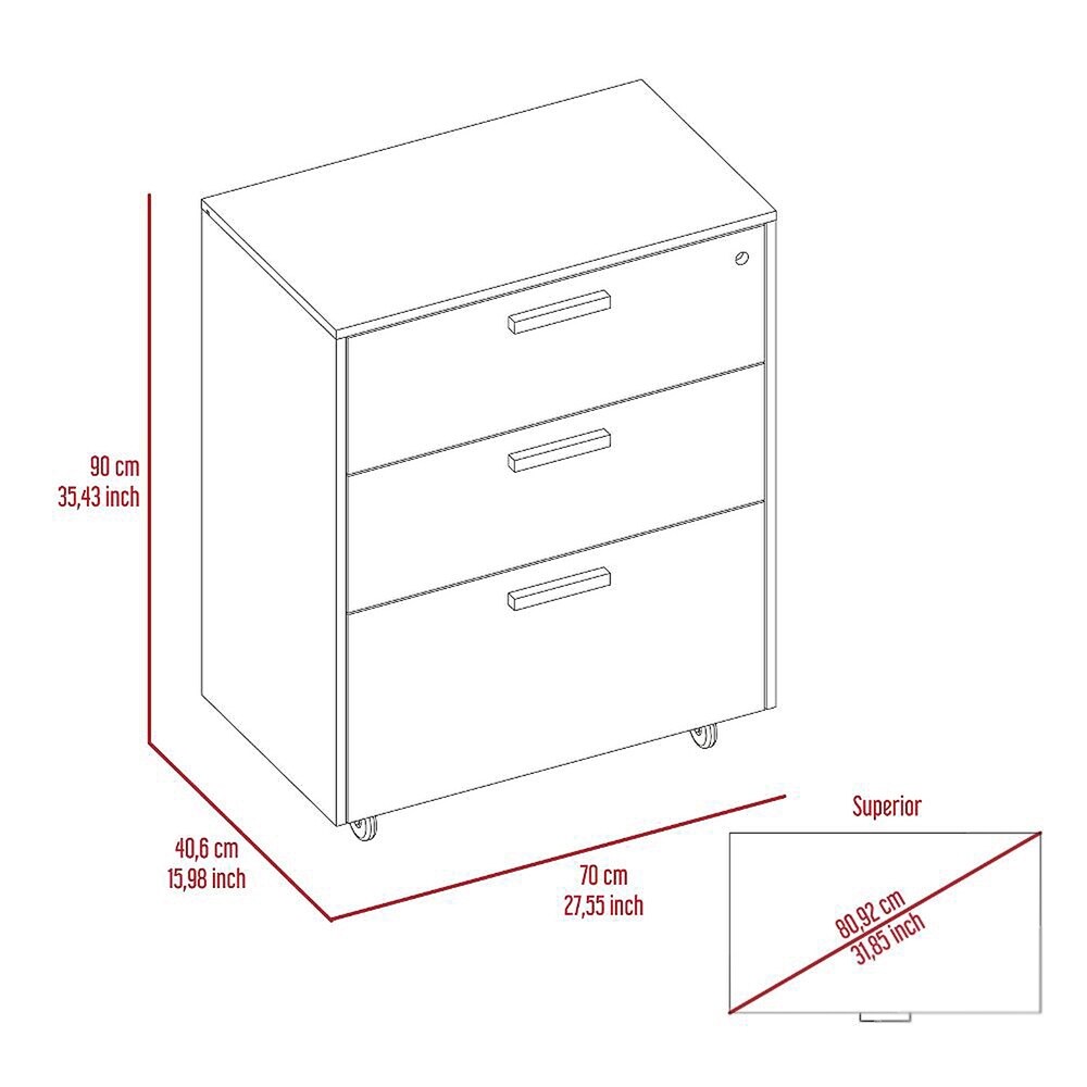 Storage Cabinet   Superior Top  Drawer Base Cabinet  Three Drawers  Four Casters  Black