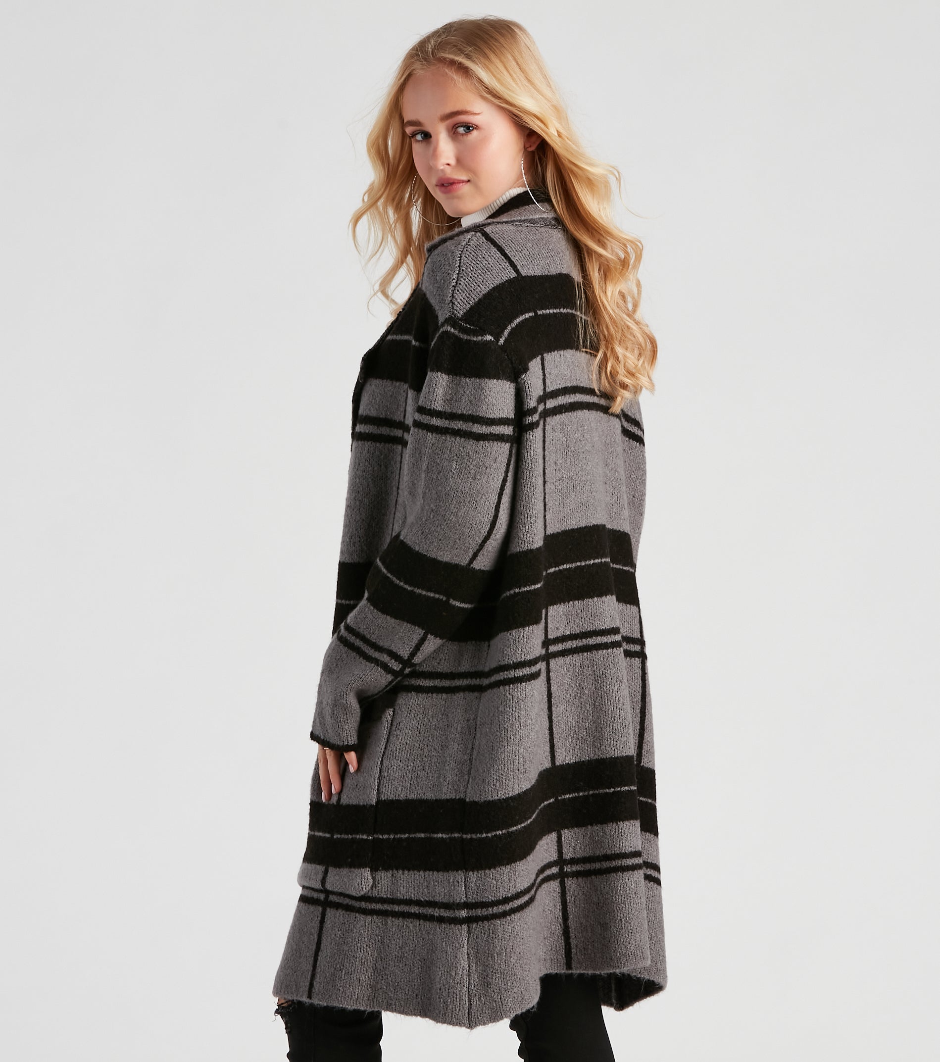 Comfort Zone Plaid Collared Duster