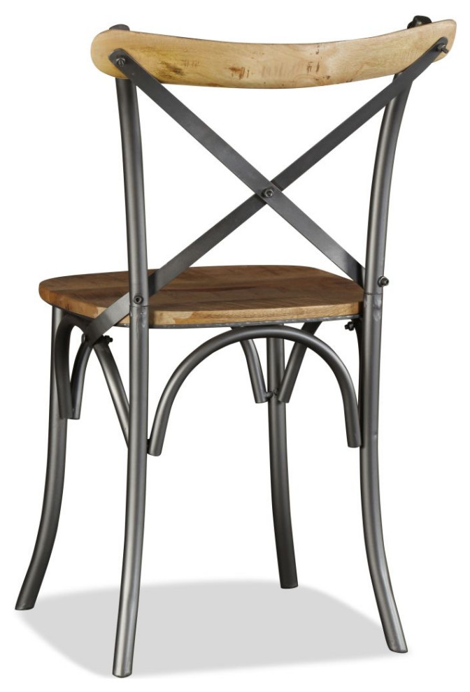 vidaXL Dining Chairs 6 Pcs Accent Chair Solid Wood Mango and Steel Cross Back   Industrial   Dining Chairs   by vidaXL LLC  Houzz