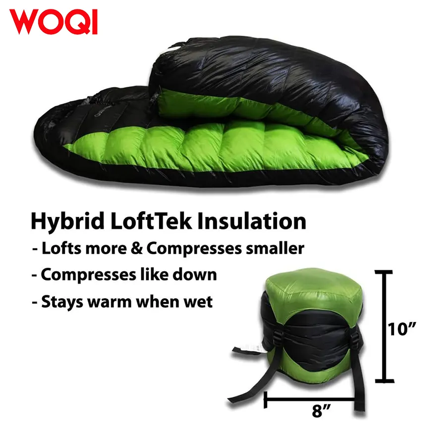 WOQI Ultralight Backpack Mummy Down Sleeping Bag  Suitable for Hiking and Camping