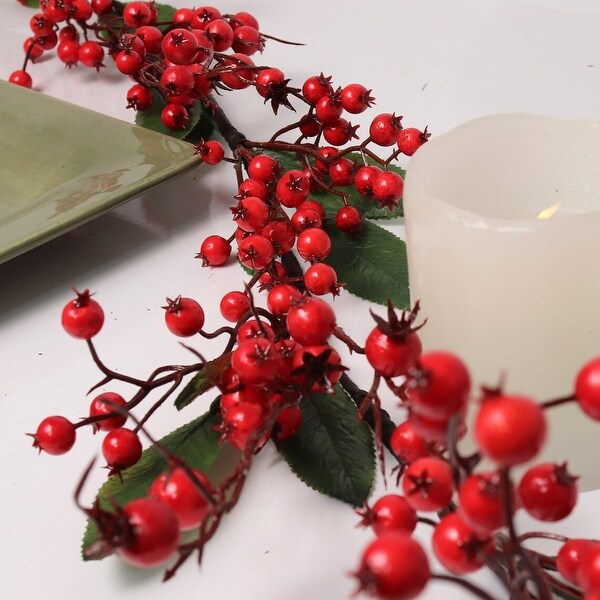 6 Foot Christmas Artificial Red Berry Garland WATER PROOF